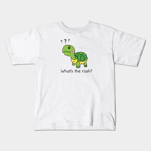 What's the Rush? Turtle Kids T-Shirt by RoserinArt